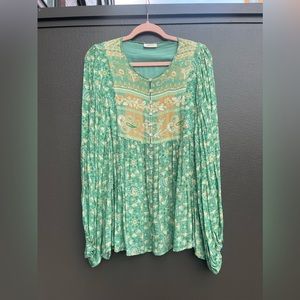 Spell & the Gypsy Collective Madame Peacock Boho Blouse in Emerald